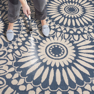 Safavieh Courtyard Exquisite Area Rug - Elegant Medium Rectangle For Indoor & Outdoor Spaces, Oeko-tex Certified Blue ,Beige 85.4% Polypropylene,10.4% Polyester,4.2% Latex Cys6001-233-5176