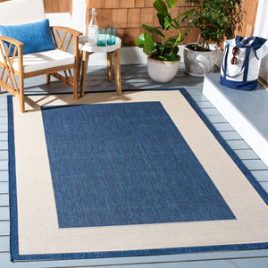 Safavieh Resort Exquisite Blue & Light Beige Area Rug - Turkish Craftsmanship, 5'1" X 7'6", Oeko-tex Certified Blue ,Light Beige 85.4% Polypropylene,10.4% Polyester,4.2% Latex Cys7987-25821-5