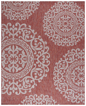 Safavieh Courtyard 8' X 10' Red Grey Area Rug - Elegant Medallion Design For Indoor & Outdoor Spaces Red ,Grey 85.4% Polypropylene,10.4% Polyester,4.2% Latex Cys8008-365-8