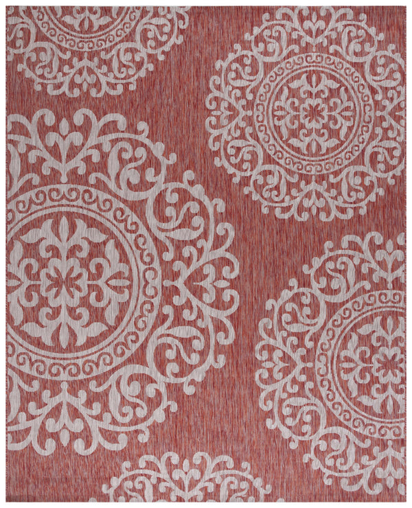 Safavieh Courtyard 8' X 10' Red Grey Area Rug - Elegant Medallion Design For Indoor & Outdoor Spaces Red ,Grey 85.4% Polypropylene,10.4% Polyester,4.2% Latex Cys8008-365-8