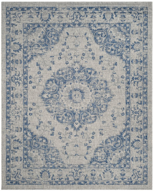 Safavieh Resort Exquisite Power-loomed Area Rug In Rich Blue With Timeless Trellis Design For Indoor/Outdoor Use Grey ,Navy 85.4% Polypropylene,10.4% Polyester,4.2% Latex Cys8679-368-57