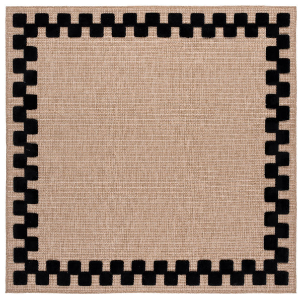 Safavieh Clayton Luxurious Power Loomed Runner Rug In Chic Natural And Ivory For Modern Home Elegance Natural ,Black 71% Polypropylene,29% Polyester Cyt100z-7sq