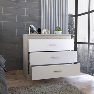 English Elm Melia minimalist three-drawer dresser with superior top, smooth metal handles and sturdy modern design White 36.2 L x 20.5 W x 7.9 H B07092096