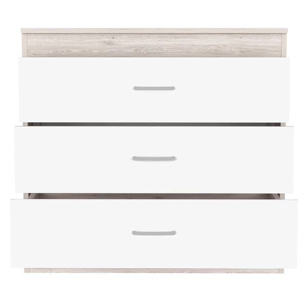 English Elm Dresser with 3 Spacious Drawers, Light Gray & White Finish, Sturdy Metal Hardware, Versatile Top Multicolor 36.22 L x 20.47 W x 7.09 H B097133222