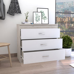 English Elm Dresser with 3 Spacious Drawers, Light Gray & White Finish, Sturdy Metal Hardware, Versatile Top Multicolor 36.22 L x 20.47 W x 7.09 H B097133222