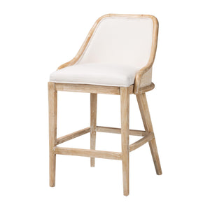 Baxton Studio Bali & Pari Calloway Mahogany Rattan Wingback Counter Stool Handcrafted Coastal Calloway-Whitewashed-CS