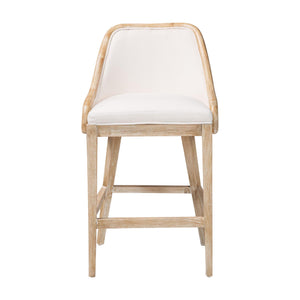 Bali & Pari Calloway Mahogany Rattan Wingback Counter Stool Handcrafted Coastal