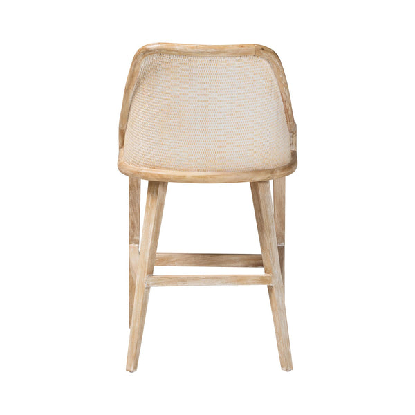 Bali & Pari Calloway Mahogany Rattan Wingback Counter Stool Handcrafted Coastal