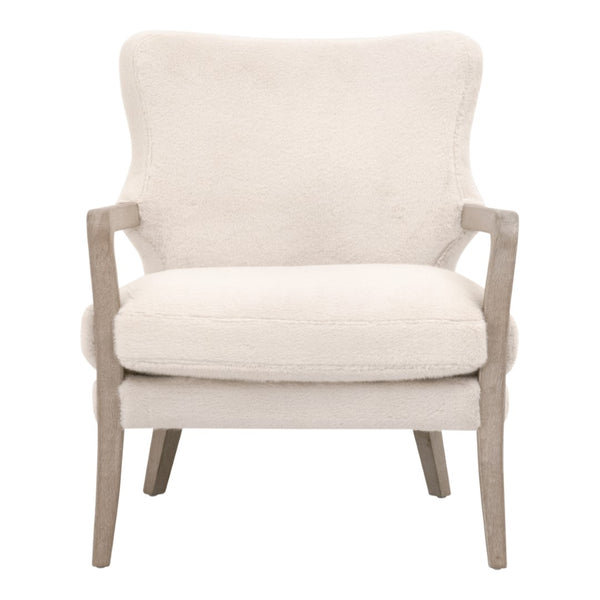 Essentials For Living Calvin Club Chair - Stylish Faux Fur Accent With Curved Wingback & Removable Cushion For Easy Care Varley Cream,Natural Gray Oak Solid Oak Wood,Plywood 6645.Vcrm/Ng