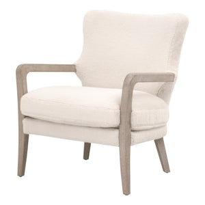 Essentials For Living Calvin Club Chair - Stylish Faux Fur Accent With Curved Wingback & Removable Cushion For Easy Care Varley Cream,Natural Gray Oak Solid Oak Wood,Plywood 6645.Vcrm/Ng