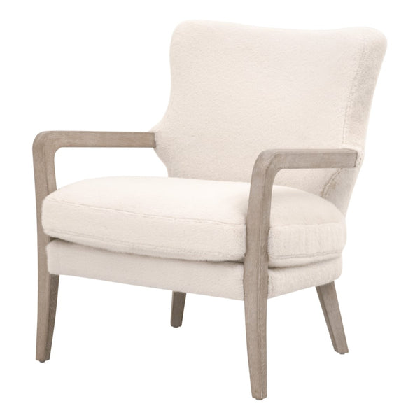 Essentials For Living Calvin Club Chair - Stylish Faux Fur Accent With Curved Wingback & Removable Cushion For Easy Care Varley Cream,Natural Gray Oak Solid Oak Wood,Plywood 6645.Vcrm/Ng