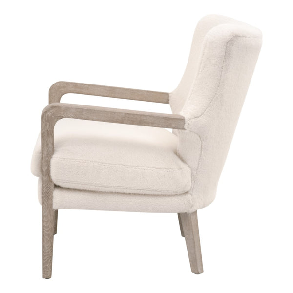 Essentials For Living Calvin Club Chair - Stylish Faux Fur Accent With Curved Wingback & Removable Cushion For Easy Care Varley Cream,Natural Gray Oak Solid Oak Wood,Plywood 6645.Vcrm/Ng