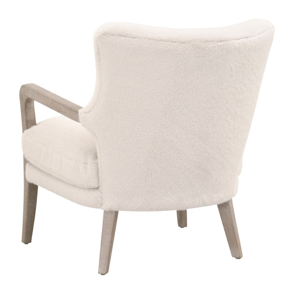 Essentials For Living Calvin Club Chair - Stylish Faux Fur Accent With Curved Wingback & Removable Cushion For Easy Care Varley Cream,Natural Gray Oak Solid Oak Wood,Plywood 6645.Vcrm/Ng