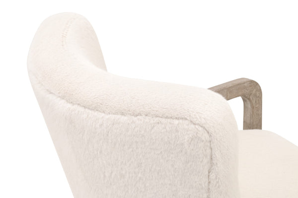 Essentials For Living Calvin Club Chair - Stylish Faux Fur Accent With Curved Wingback & Removable Cushion For Easy Care Varley Cream,Natural Gray Oak Solid Oak Wood,Plywood 6645.Vcrm/Ng