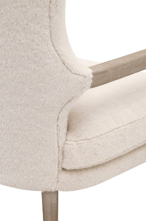Essentials For Living Calvin Club Chair - Stylish Faux Fur Accent With Curved Wingback & Removable Cushion For Easy Care Varley Cream,Natural Gray Oak Solid Oak Wood,Plywood 6645.Vcrm/Ng