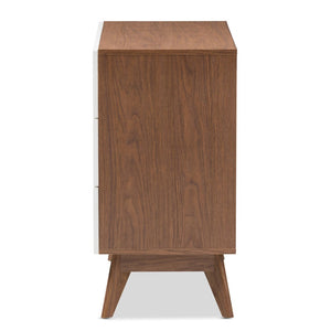 Baxton Studio Baxton Studio Calypso 3-Drawer Storage Chest: Mid-Century Modern Walnut & White, Stylish Functionality Calypso-Walnut/White-3DW-Chest