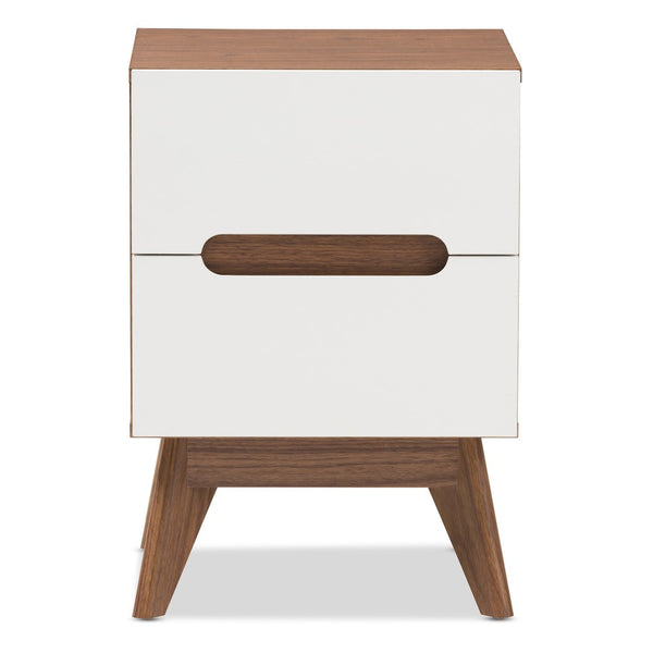 Baxton Studio Baxton Studio Calypso Mid-Century Modern Nightstand - Stylish Two-Tone Storage for Any Bedroom Calypso-Walnut/White-NS