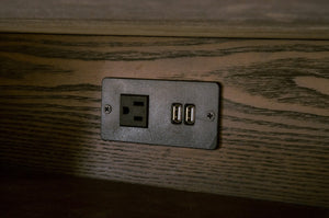 Essentials for Living Cambria 2-Drawer Nightstand Dutch Brown Oak, Bianco Marble, Aged Brass