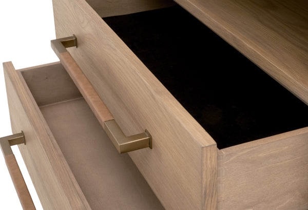 Essentials For Living Cambria 2-drawer Nightstand With Usb Ports - Elegant Oak & Marble Design For Modern Bedrooms Natural Oak,Bianco Marble,Aged Brass Solid Oak Wiid,Oak Veneer,Solid Marble,Mdf,Stainless Steel 5250.Nat-oak/Bia