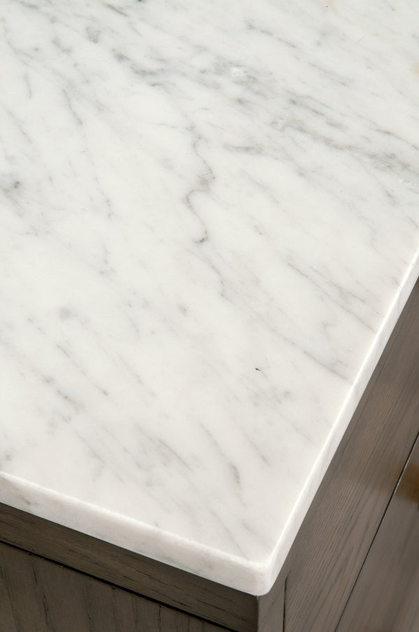 Essentials for Living Cambria 8-Drawer Double Dresser Dutch Brown Oak, Bianco Marble, Aged Brass