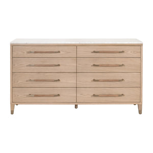 Essentials For Living Cambria 8-drawer Double Dresser With Marble Top & Aged Brass Accents - Elegant Storage Solution Natural Oak,Bianco Marble,Aged Brass Solid Oak Wood,Oak Veneer,Solid Marble,Mdf, Stainless Steel 5252.Nat-oak/Bia