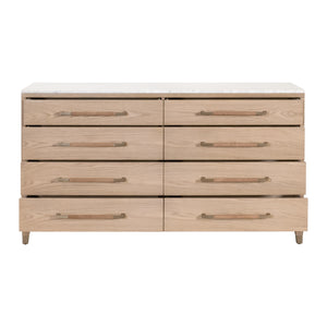 Essentials For Living Cambria 8-drawer Double Dresser With Marble Top & Aged Brass Accents - Elegant Storage Solution Natural Oak,Bianco Marble,Aged Brass Solid Oak Wood,Oak Veneer,Solid Marble,Mdf, Stainless Steel 5252.Nat-oak/Bia