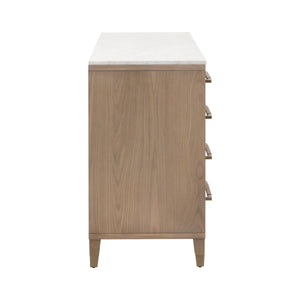 Essentials For Living Cambria 8-drawer Double Dresser With Marble Top & Aged Brass Accents - Elegant Storage Solution Natural Oak,Bianco Marble,Aged Brass Solid Oak Wood,Oak Veneer,Solid Marble,Mdf, Stainless Steel 5252.Nat-oak/Bia