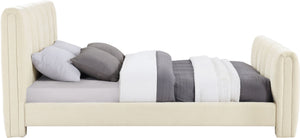 Meridian Furniture Camila Channel Tufted King Bed Chenille Upholstered Headboard for Modern Master Bedroom Beige CamilaBeige-K