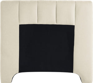 Meridian Furniture Camila Channel Tufted Twin Bed Soft Chenille Upholstered Frame for Modern Bedrooms Beige CamilaBeige-T