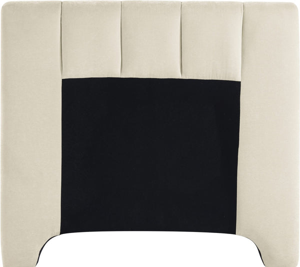Meridian Furniture Camila Channel Tufted Twin Bed Soft Chenille Upholstered Frame for Modern Bedrooms Beige CamilaBeige-T