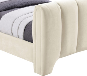 Meridian Furniture Camila Channel Tufted Twin Bed Soft Chenille Upholstered Frame for Modern Bedrooms Beige CamilaBeige-T