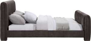 Meridian Furniture Camila Channel Tufted Chenille Full Upholstered Bed Sculpted Headboard Modern Bedroom Frame Brown CamilaBrown-F