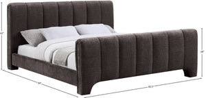 Meridian Furniture Camila Channel Tufted King Bed Chenille Upholstered Headboard for Modern Master Bedroom Brown CamilaBrown-K