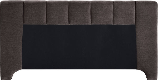 Meridian Furniture Camila Channel Tufted King Bed Chenille Upholstered Headboard for Modern Master Bedroom Brown CamilaBrown-K