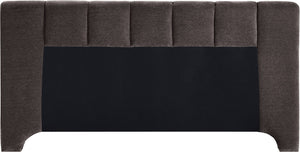 Meridian Furniture Camila Queen Platform Bed Channel Tufted Chenille Upholstered Frame Modern Bedroom Anchor Brown CamilaBrown-Q