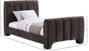 Meridian Furniture Camila Channel Tufted Twin Bed Soft Chenille Upholstered Frame for Modern Bedrooms Brown CamilaBrown-T