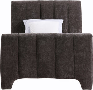 Meridian Furniture Camila Channel Tufted Twin Bed Soft Chenille Upholstered Frame for Modern Bedrooms Brown CamilaBrown-T