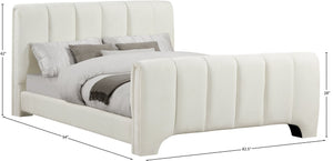 Meridian Furniture Camila Channel Tufted King Bed Chenille Upholstered Headboard for Modern Master Bedroom Cream CamilaCream-K