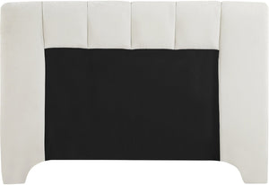 Meridian Furniture Camila Channel Tufted King Bed Chenille Upholstered Headboard for Modern Master Bedroom Cream CamilaCream-K