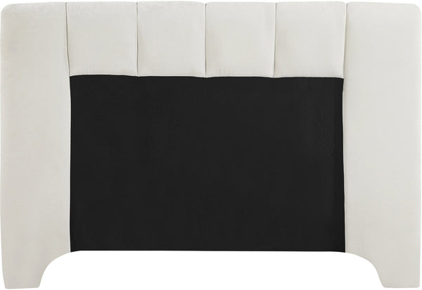 Meridian Furniture Camila Channel Tufted King Bed Chenille Upholstered Headboard for Modern Master Bedroom Cream CamilaCream-K