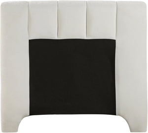 Meridian Furniture Camila Channel Tufted Twin Bed Soft Chenille Upholstered Frame for Modern Bedrooms Cream CamilaCream-T