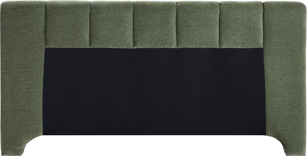 Meridian Furniture Camila Channel Tufted Chenille Full Upholstered Bed Sculpted Headboard Modern Bedroom Frame Green CamilaGreen-F