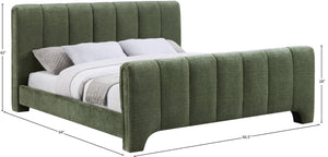 Meridian Furniture Camila Queen Platform Bed Channel Tufted Chenille Upholstered Frame Modern Bedroom Anchor Green CamilaGreen-Q