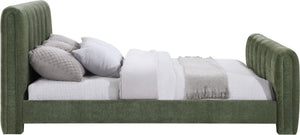 Meridian Furniture Camila Queen Platform Bed Channel Tufted Chenille Upholstered Frame Modern Bedroom Anchor Green CamilaGreen-Q