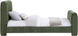 Meridian Furniture Camila Channel Tufted Twin Bed Soft Chenille Upholstered Frame for Modern Bedrooms Green CamilaGreen-T