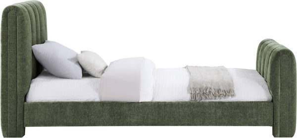 Meridian Furniture Camila Channel Tufted Twin Bed Soft Chenille Upholstered Frame for Modern Bedrooms Green CamilaGreen-T