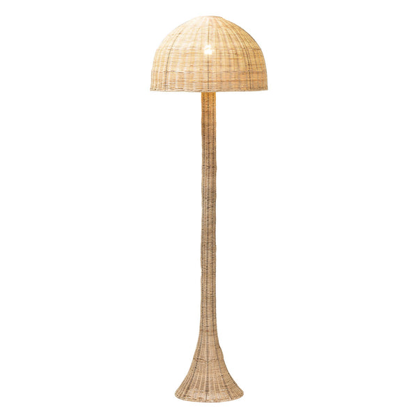 Baxton Studio Bali & Pari Camille Handcrafted Rattan Floor Lamp Boho Coastal Woven Shade Accent Camille-Natural Rattan-Boxed-Floor Lamp