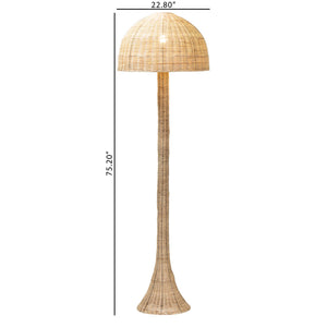 Bali & Pari Camille Handcrafted Rattan Floor Lamp Boho Coastal Woven Shade Accent
