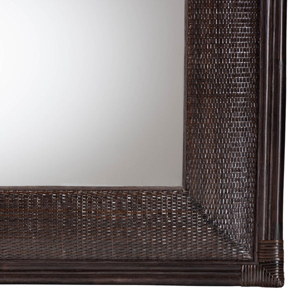 Bali & Pari Candela Square Rattan Wall Mirror Handwoven Boho Accent for Living Room