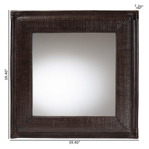 Bali & Pari Candela Square Rattan Wall Mirror Handwoven Boho Accent for Living Room